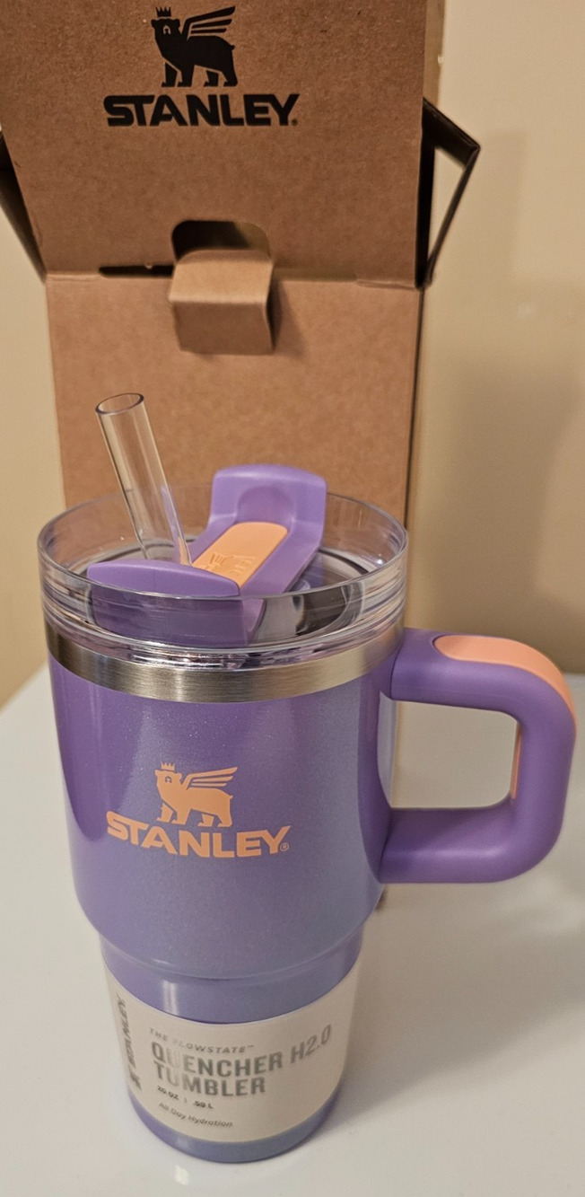 NEW! Stanley Quencher H2.0 Tumbler w Handle and Straw 20 oz | Periwinkle Shimmer